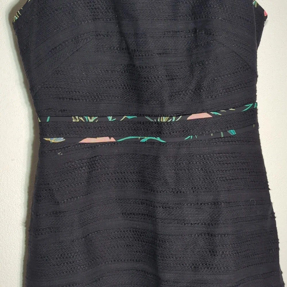 Kate Spade Womens Dress Black Blossom Trim Tweed Floral Sleeveless Fit‎ Flare 4